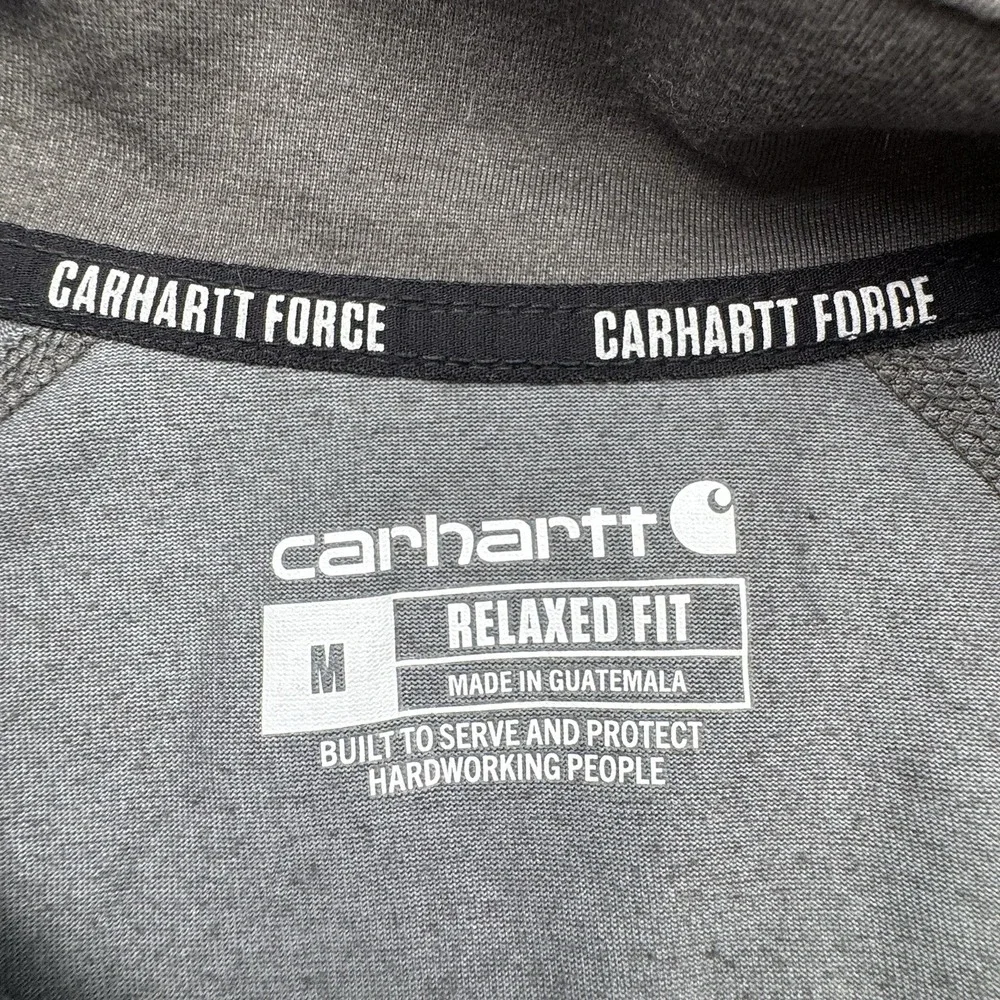 Carhartt Force Quarter Zip Pocket Long‎ Sleeve Gray Men's M Relaxed Fit TK4255-M